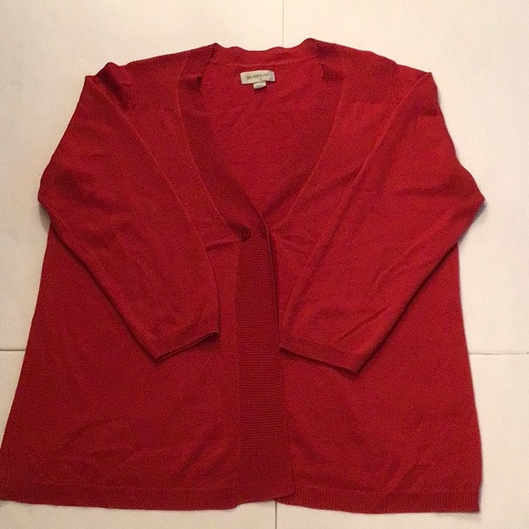 AVENUE RED CARDIGAN LONG SLEEVES SWEATER TOP SZ 14/16 - Picture 10 of 10